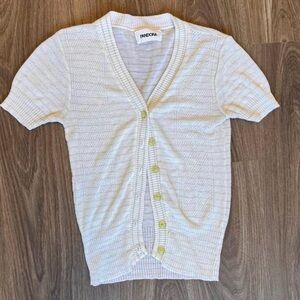 Vintage Pandora White and Green Button Down Cardigan